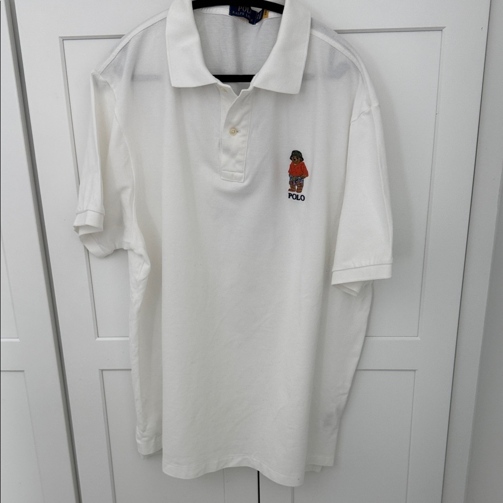 Polo by Ralph Lauren White Polo with Bear Embroidery